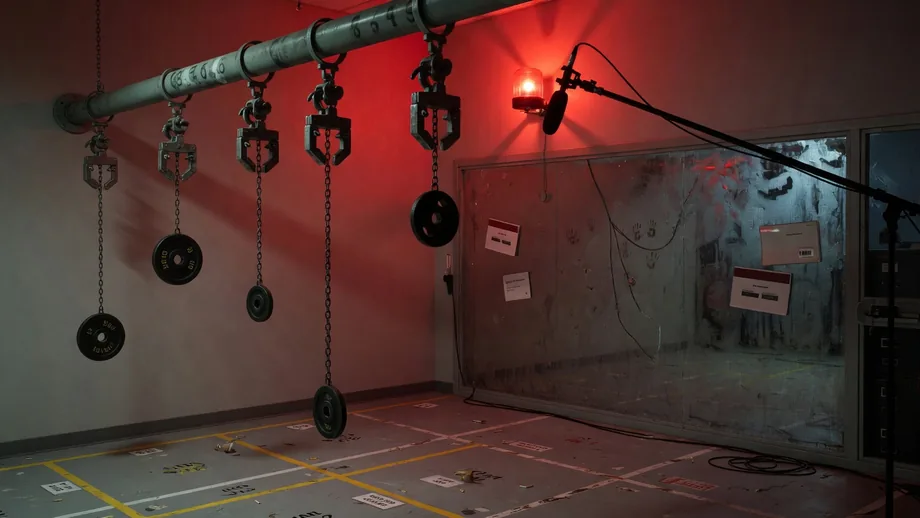 Weighted clamp coda bay under red scout warning light